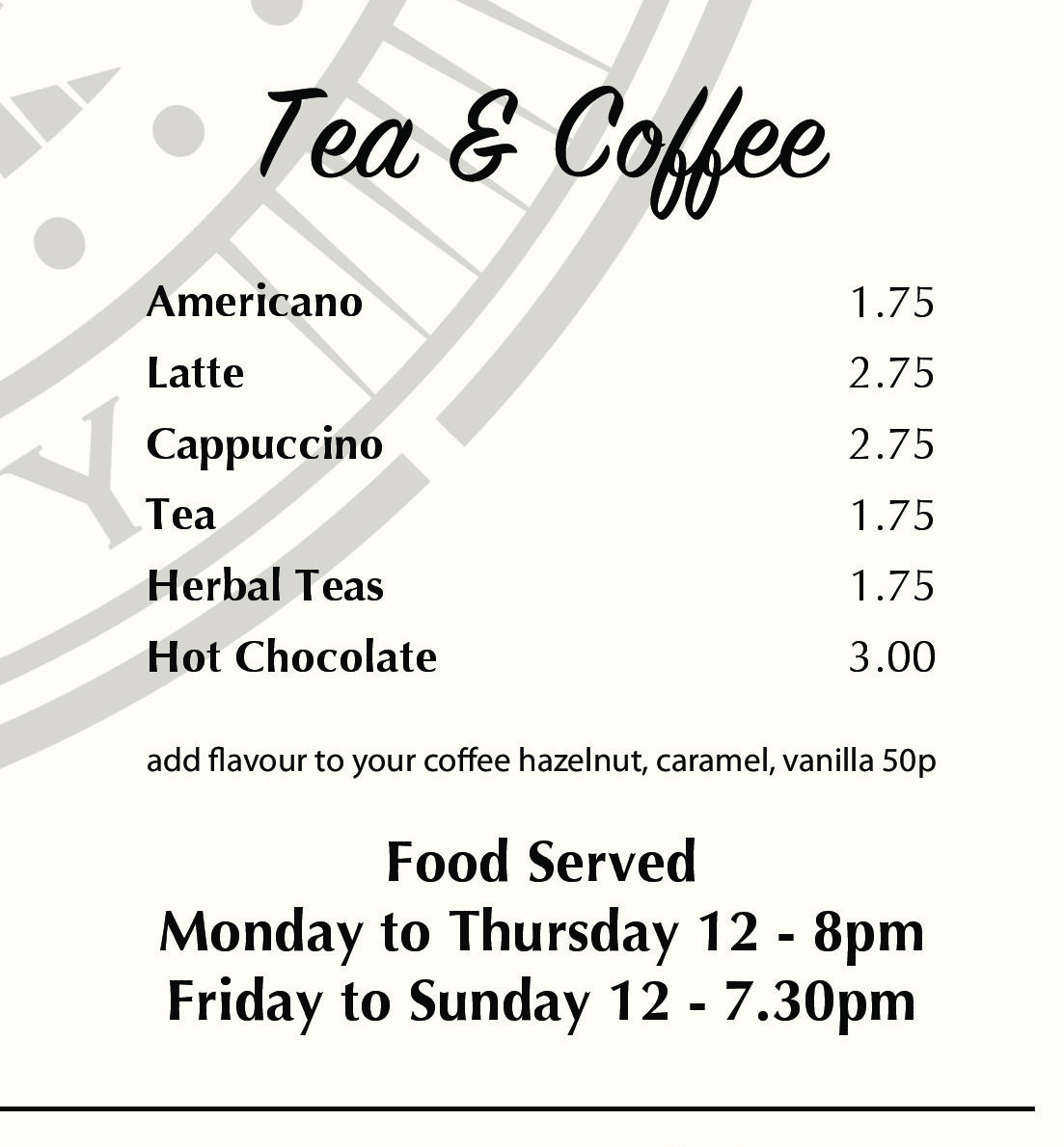 Our Drinks The Ring O' Bells Shipley