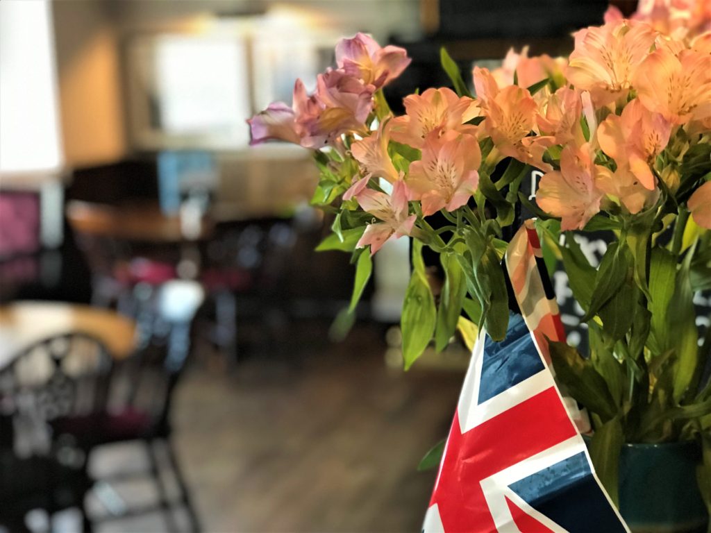 Ring O' Bells Shipley historic pub bar fresh flowers