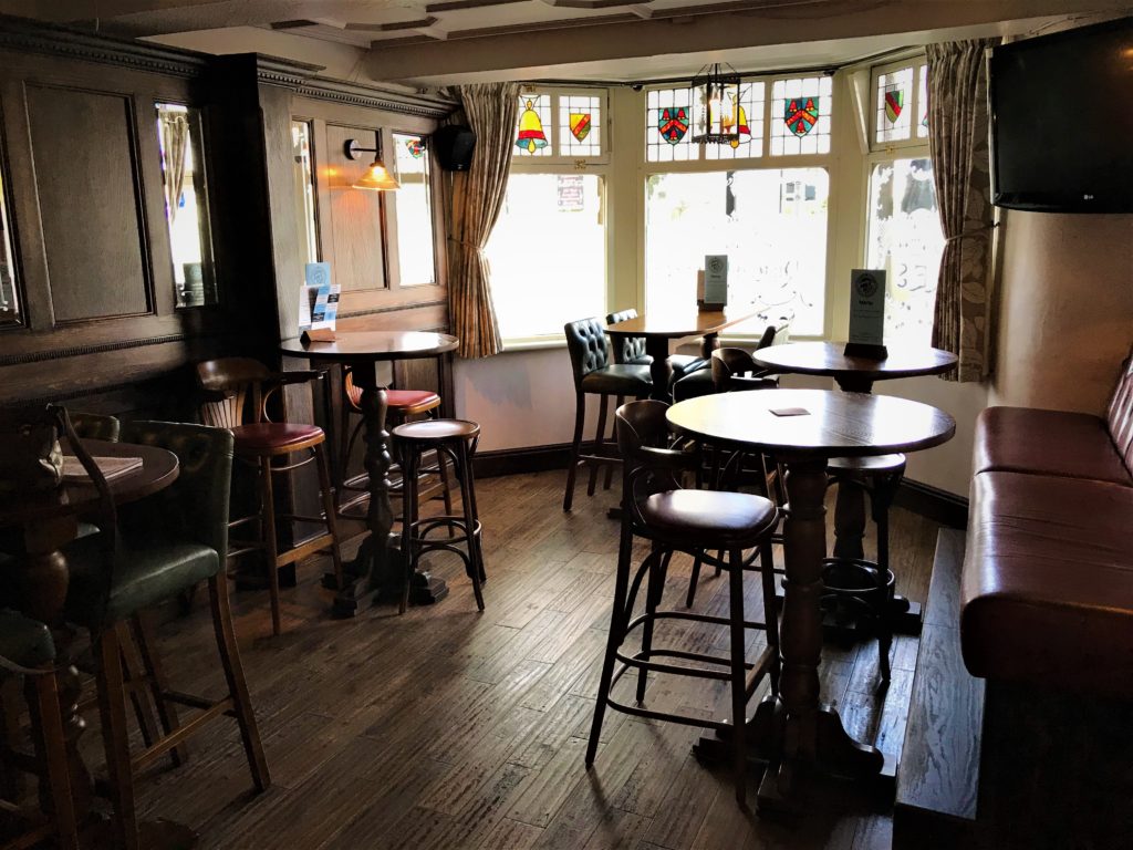 Ring O' Bells Shipley historic pub interior high tables
