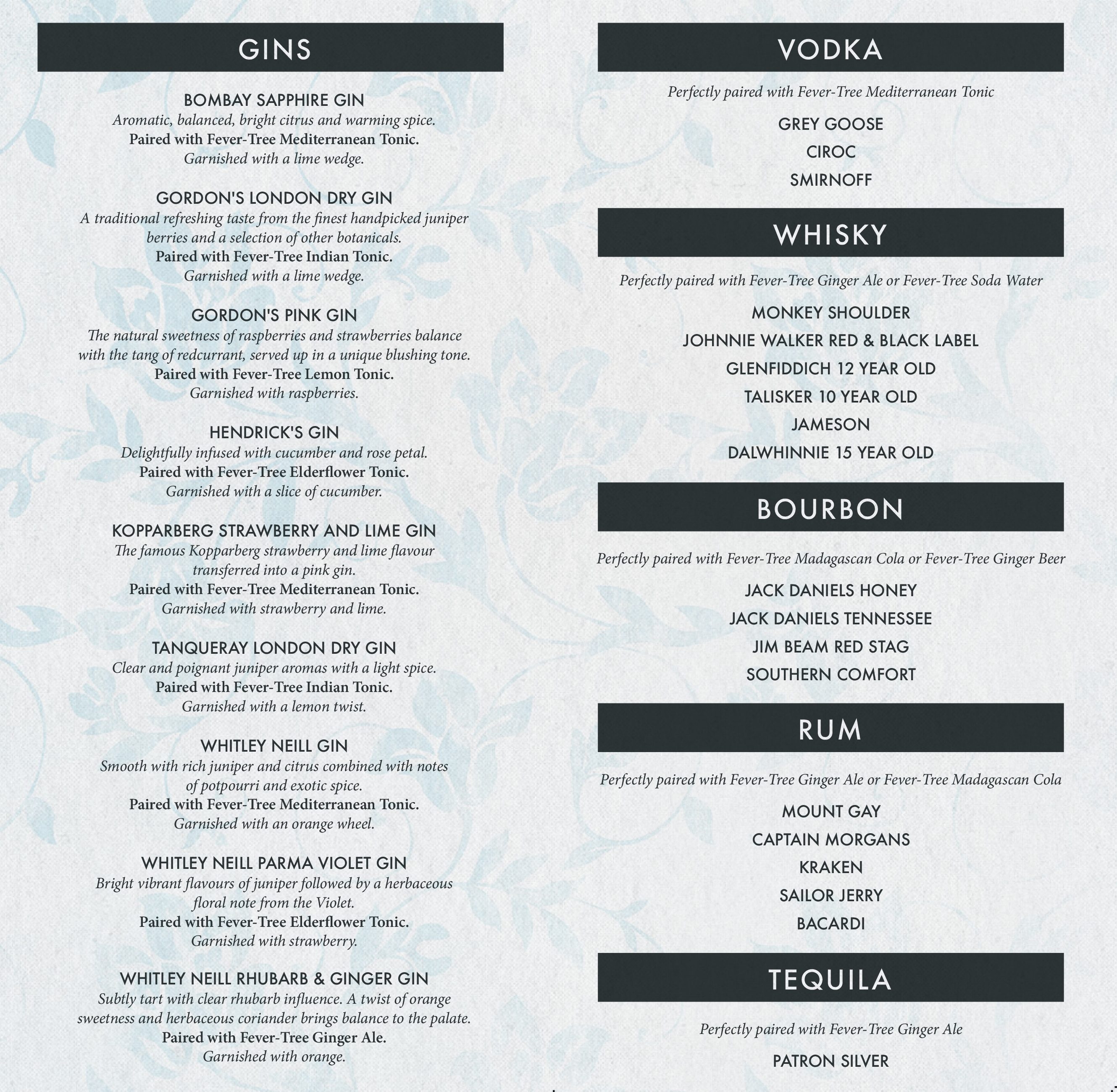 Our Drinks The Ring O' Bells Shipley